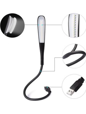 Store PM-24561 14 Ledli Siyah Esnek USB LED Lamba