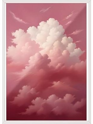 Orevio Zestia Beyaz Çerçeveli Tablo; Pembe Bulutlar, Dijital Gökyüzü Illüstrasyonu Poster No: 107548 21 x 30