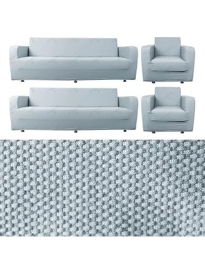 Orevio Bibaha Balpeteği 3+3+1+1 Lastikli Kanepe Örtüsü | Lastikli Koltuk Örtüsü | Koltuk Kılıfı Takımı Açik Gri 180 x 230