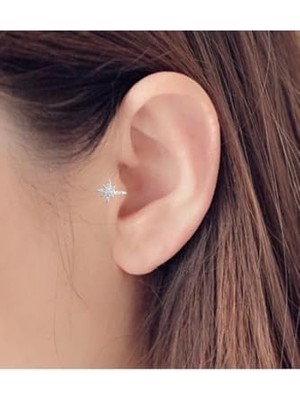 Orevio Gümüş 925 Ayar Gümüş Deliksiz Sıkıştırmalı Fake Küpe Piercing