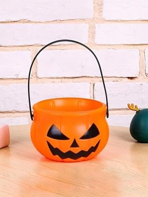 Orevio 18 cm Balkabağı Şeker Kovası, Halloween Parti Dekoru