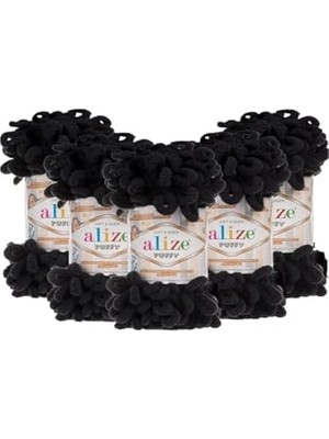 Orevio Puffy 1060 El Örgü Ipi, Yeni Renk, Açık Siyah, 5 Adet