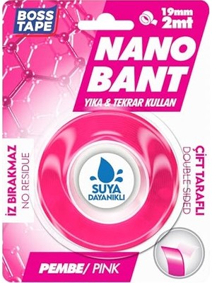 Orevio Nano Bant Pembe Çift Taraflı Mt, 19 mm x 2