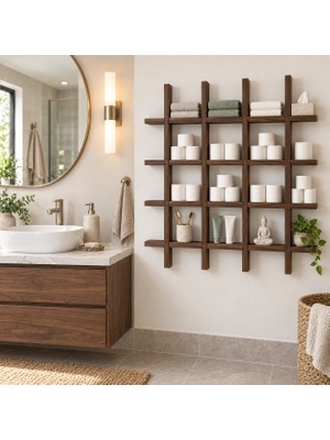Woodwera Masif Çam Duvar Kitaplığı, Modern Ahşap Raf, Dekoratif Duvar Rafı, Minimalist Raf, Ev Dekoru