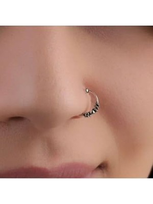 Orevio Gri 925 Ayar Gümüş Sıkıştırmalı Fake Halka Hızma, 8 mm