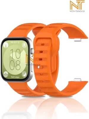 Orevio Huawei Watch Fit 3, Fit 4, Fit 4 Pro, Fit 5, Fit 5 Pro ile Uyumlu Spor Silikon Kordon, Turuncu