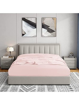 Orevio %100 Doğal Pamuklu Jersey Tek/çift Kişilik Lastikli Çarşaf, Pudra