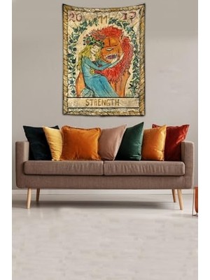 Orevio Pelangi Strength Tarot Yıkanabilir Leke Tutmaz Kumaş Duvar Örtüsü Duvar Halısı Tapestry; Karışık 70 x 100,85940377010005