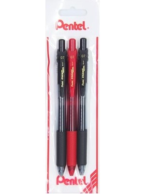 Orevio Energel 0.7 mm Likit Roller Kalem 2xsiyah/1xkırmızı 3'lü Set