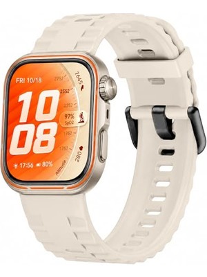 Orevio Huawei Watch Fit 5 Pro ile Uyumlu Tırtıklı Metal Tokalı Spor Silikon Kordon