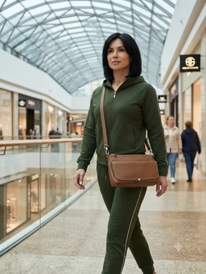 Valentina Victoria Hakiki Deri Çokbölmeli Orta Boy Çapraz Çanta