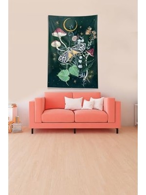 Orevio Multirenk Mushroom Mantar Leke Tutmaz Kadife Kumaş Duvar Örtüsü Duvar Halısı Tapestry DWLL373,70 x 100