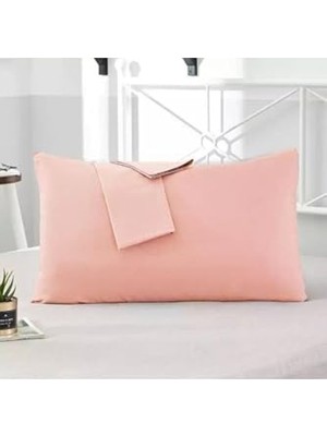 Orevio Yastık, Somon Renkli Pamuklu Kumaştan Kapaklı Kılıfı (2 Adet) 50 x 70 cm Somon Tek Ebat 50 x 70