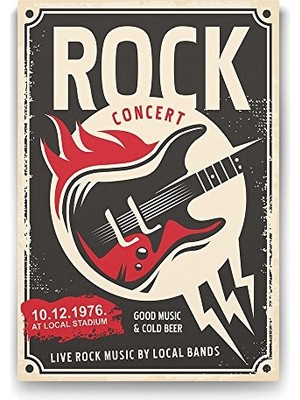 Orevio Rock Konseri Afişi Görseli, 40X60 cm Dekoratif Tablo
