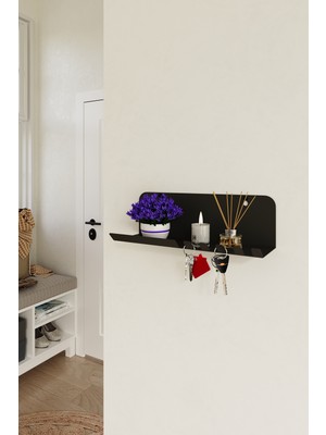 CATCHME Metal Raf ve 5'li Anahtar Askısı Siyah