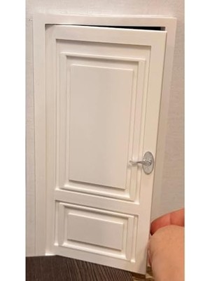 Orevio Minyatür Açılır Kapı; Beyaz, 1:12 Ölçek, 2 Panelli Tasarım, Metal Kol Detaylı, Diorama ve Maket Için