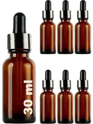 Orevio Kapak; 30 ml Metal Kapaklı Damlalık Dropper Şişesi Serum 30 cc Cam Şişe 6 Adet (Siyah, Amber/kahverengi)