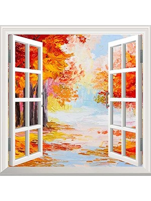 Orevio Pencere Poster Duvar Kağıdı Yağlıboya Yapışkanlı Sticker