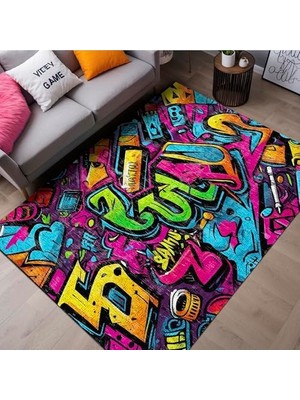 Orevio Culty Gamer Halısı, Şönil Pamuk Tabanlı, Kaymaz, Yıkanabilir Gaming Oyuncu Odası Halısı 120X180