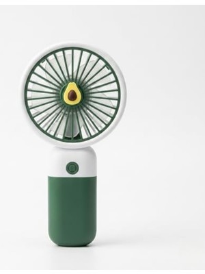 Orevio Taşınabilir El Fanı, USB Şarjlı, 3 Kademeli Hız, Masaüstü Standlı, 16 Cm, Yeşil, Avokado Desenli