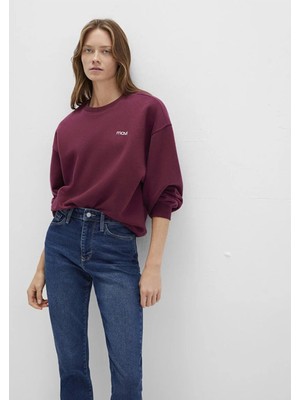 Mavi Yuvarlak Yaka Logo Sweatshırt Maroon Ban