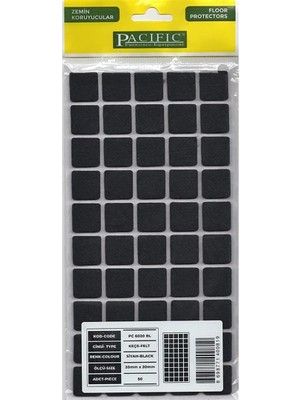 TeknoKapsül Pacific 6020 Bl Yapışkanlı Keçe 20 mm x 20 mm Siyah