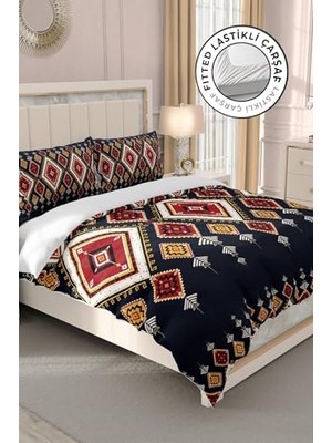 Orevio %100 Pamuk Saten Çift Kişilik Nevresim Takımı 3D Etnik Mandala Desenli, MONOHOME31824