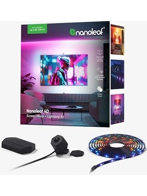 Orevio 4d Ekran Yansıtma + Işık Şeridi Kiti (85 Inçe / 215 Cm'ye Kadar Tv/ekranlar Için) – Akıllı Rgbw LED Şeridi + Kamera, Thread ve Wi-Fi Destekli; Alexa, Google ve Apple ile Uyumlu