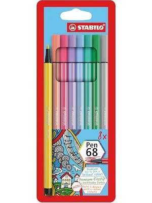 Orevio Pen 68 Keçe Uçlu Boya Kalemi 8'li Paket Pastel Renkler