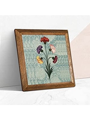 Orevio Ebru Sanatı Temalı Ahşap Çerçeveli Taş Duvar Tablosu, 25X25 Cm, W1-243