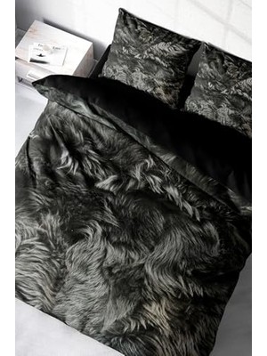 Orevio Dark Feather 3D Pamuk Saten Çift Kişilik Nevresim Takımı, MONOHOME17156