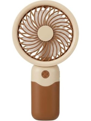 Orevio USB Şarjlı 15 cm Kahverengi 3 Mini-Fan Taşınabilir El Fanı, Kademeli Hız, Masaüstü Standlı, 3 Kademeli Hız Ayarlı