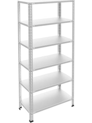 Orevio 6 Katlı Galvaniz Çelik Raf; Depo, Arşiv, Kiler, Dosya, Market Rafı 59X93 cm 200 cm 1.00 mm
