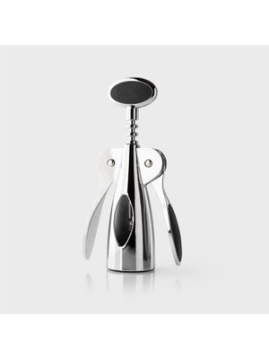 Orevio Premium Kanatlı Şarap Açacağı Tirbuşon; Siyah Metal Gövde, Ergonomik Tasarım