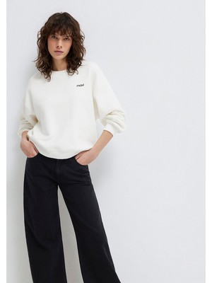 Mavi Logo Baskılı Ekru Sweatshirt 1S10490-70057