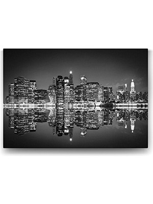Orevio Gece Yansımalı Şehir Manzarası 125X80 cm Tablo