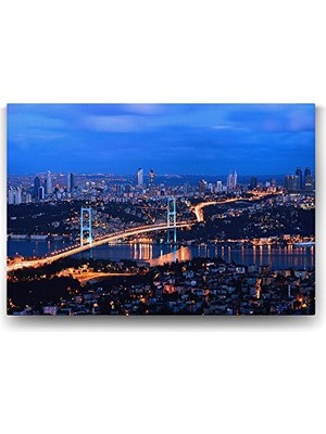 Orevio Istanbul Gece Köprü Tablosu - 100X70 cm