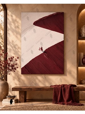 Gaagart Tekli Dikey Kanvas Tablo Dijital Baskı Bordo Beyaz Kanyon Romantik Çift Figürü Modern Minimalist Duvar Dekoru