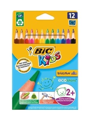 Orevio Kids Evolution Üçgen Jumbo Kuru Boya Kalemleri, 12 Renk