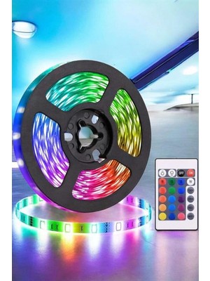 Pileli Store 5 Metre Şerit LED Rgb Işıklı Kumandalı Güç Adaptörü Her Ortama Uygun