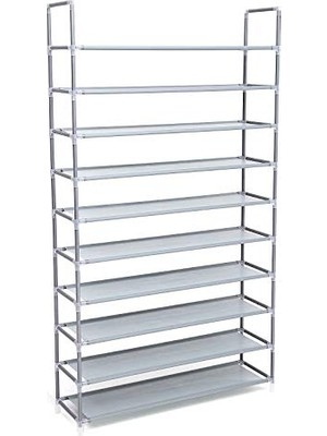 Orevio 10 Katlı Ayakkabı Rafı, 100X29X175 Cm, Gri, LSR10G