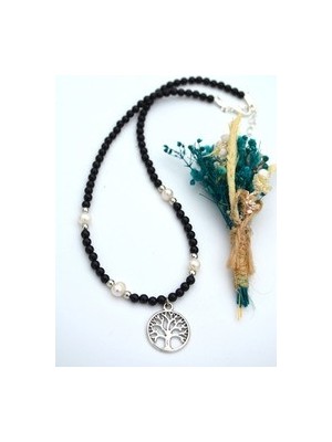 Oniks ve Inci Kolye - Cok Renkli - Stoneage