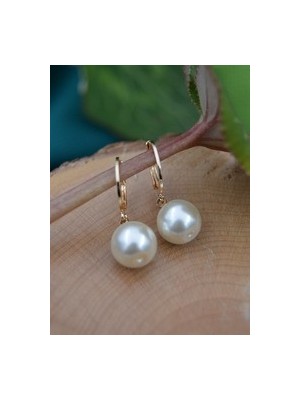 Stoneage 12 mm Incili Küpe - Beyaz -
