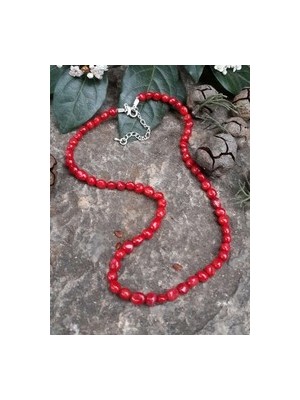 Amorf Mercan Doğal Taşlı(Kararlılık) Kolye - Kirmizi - Stoneage