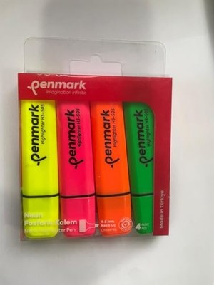 Orevio Neon Fosforlu Kalem HS-505, Sarı, Pembe, Turuncu, Yeşil, Kesik Uç, 1-5 Mm, 4'lü Set