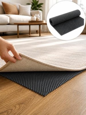 Orevio Antrasit 45 x 125 cm Kaydırmaz Halı Pedi; Yıkanabilir, Masa Örtüsü ve Çekmece Içi Kullanımına Uygun