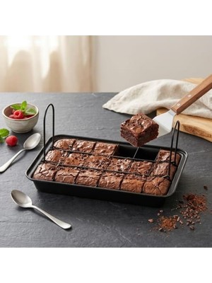 Orevio 18 Bölmeli Kare Brownie ve Kek Kalıbı, Karbon Çelik