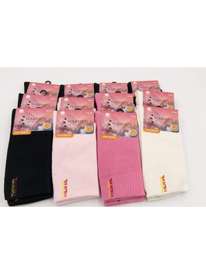Warmen Pamuk Thermal Bayan  Soket Çorabı; Dikişsiz/kokulu; Asorti 12'li Paket (36-40)