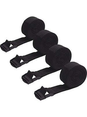 Orevio Germe Kayışı; Bağlama Kayışı, Sabitleme Kayışı, 4 Adet, 200 Kg'a Kadar Taşıyabilir, 4'lü Paket, Ayarlanabilir Kayış, Bisiklet, El Arabası, Motosiklet, Bavul, Römork Bağlantısı, Siyah, 2 M