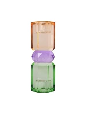 Orevio Kristal Mum Tutucu, Nane, Menekşe, Açık Kahverengi, 15X5,5 cm